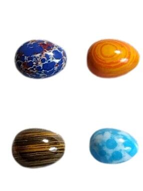 Natural Stone & Crystal Mini Egg Set Assorted Colors (4 Pcs) 0.83" X 0.63" NWOT